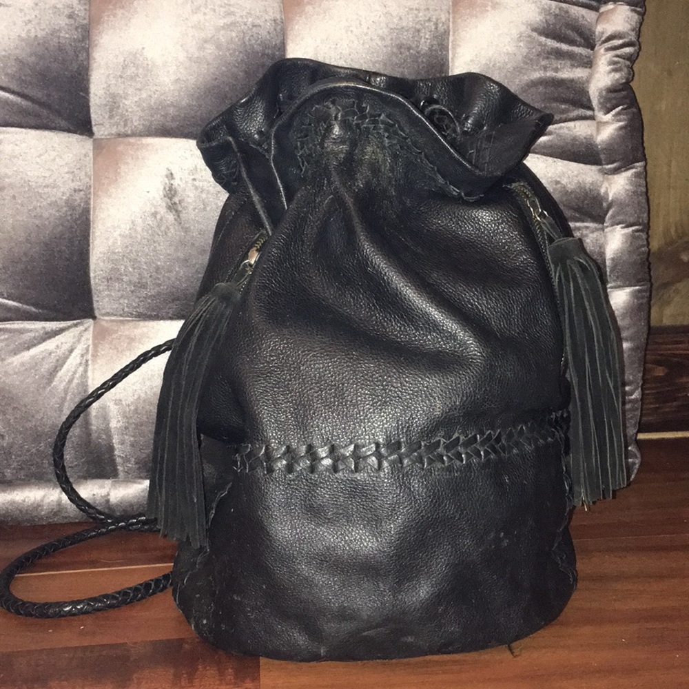 Zara Black leather backpack